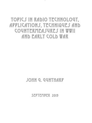 cover image of Topics in Radio Technology, Applications, Techniques and Countermeasures in WWII and Early Cold War